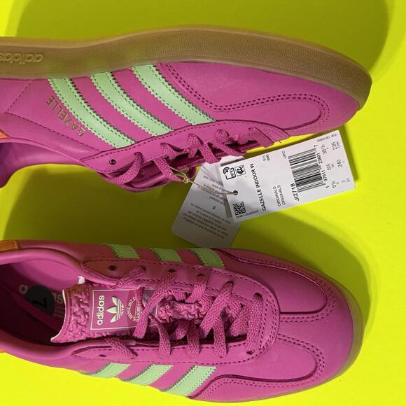 adidas gazelle silver green womens Adidas Gazelle Indoor Collegiate Green Lucid Pink – Secured Stuff